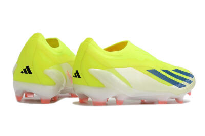 Men's Adidas X Crazyfast+ Laceless FG Firm Ground Low-Tops Football Boots - Yellow/Blue/Red