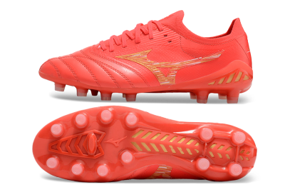 Men's Mizuno Morelia Neo 3 FG Firm Ground Low-Tops Football Boots - Red/Yellow