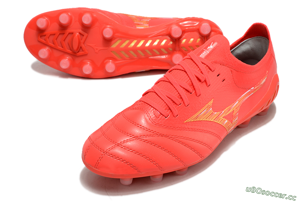 Men's Mizuno Morelia Neo 3 FG Firm Ground Low-Tops Football Boots - Red/Yellow 3