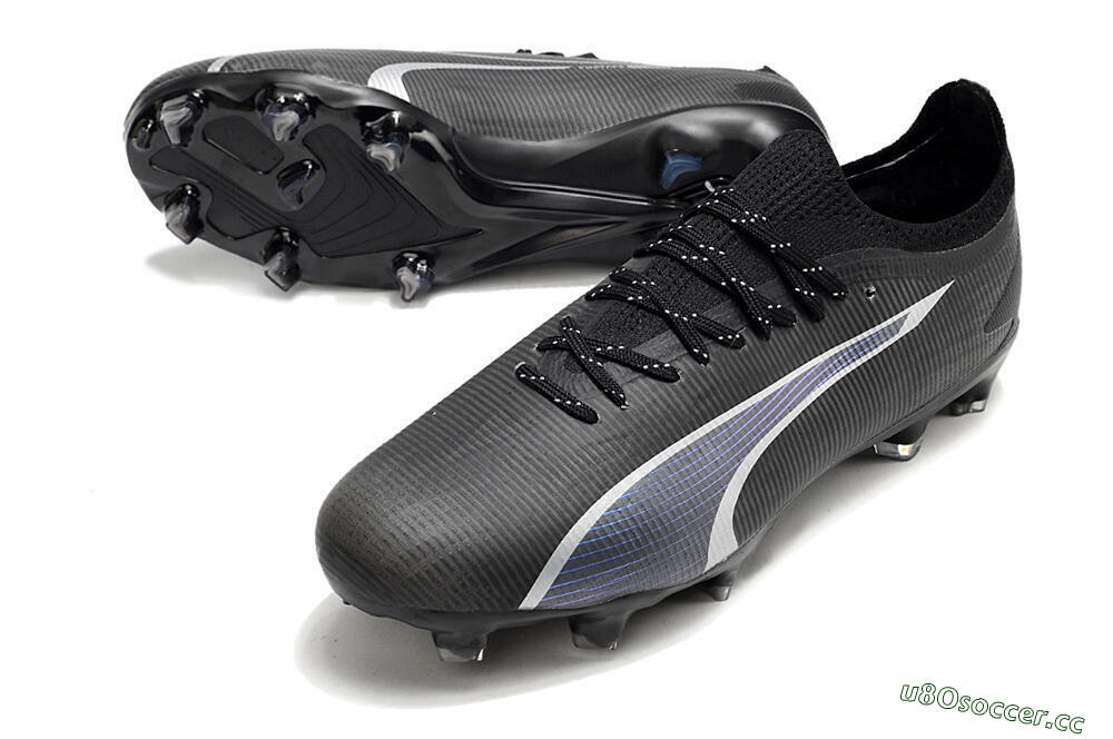 Men's Puma Ultra Ultimate FG Firm Ground Low-Tops Football Boots - Black/Blue/White 3