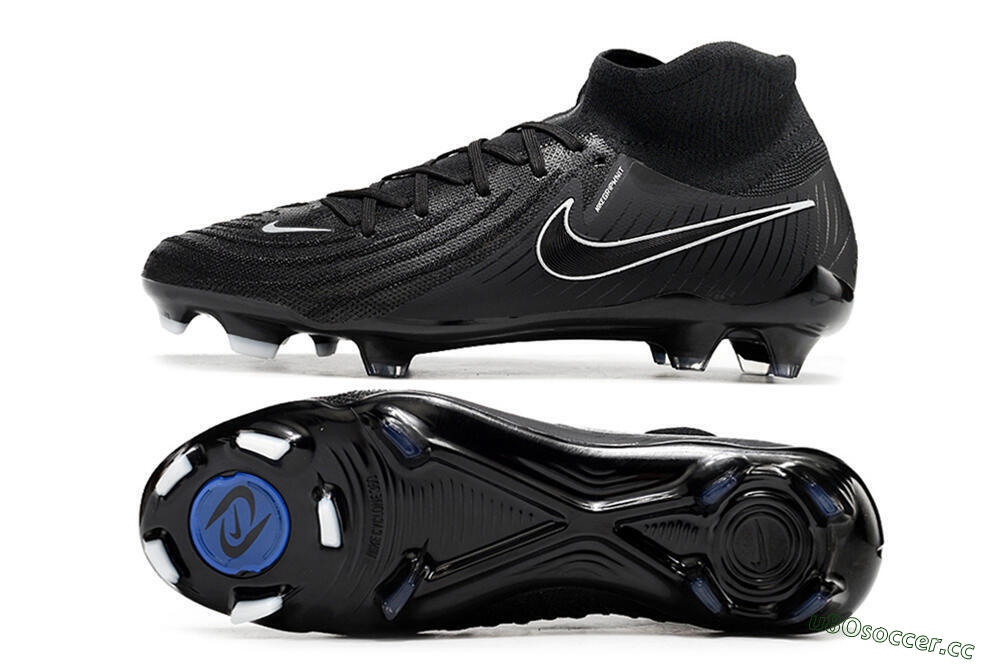 Men's Nike Phantom Luna Elite FG Firm Ground High-Tops Football Boots - Black/White/Blue 1