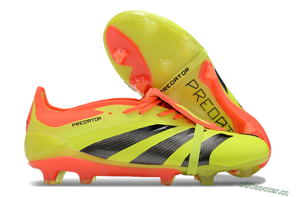Men's Adidas Predator Elite Foldover Tongue FG Firm Ground Low-Tops Football Boots - Yellow/Black/Red 2