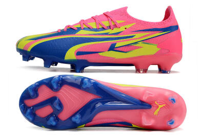 Men's Puma Ultra Ultimate FG Firm Ground Low-Tops Football Boots - Pink/Blue/Yellow