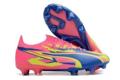 Men's Puma Ultra Ultimate FG Firm Ground Low-Tops Football Boots - Pink/Blue/Yellow