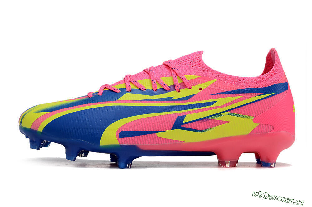Men's Puma Ultra Ultimate FG Firm Ground Low-Tops Football Boots - Pink/Blue/Yellow 0
