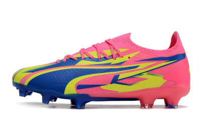 Men's Puma Ultra Ultimate FG Firm Ground Low-Tops Football Boots - Pink/Blue/Yellow