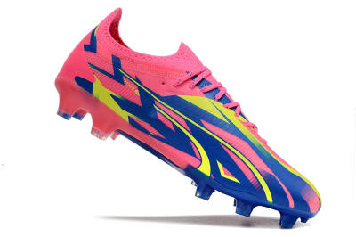 Men's Puma Ultra Ultimate FG Firm Ground Low-Tops Football Boots - Pink/Blue/Yellow