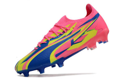 Men's Puma Ultra Ultimate FG Firm Ground Low-Tops Football Boots - Pink/Blue/Yellow