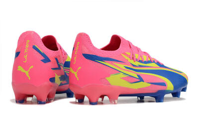 Men's Puma Ultra Ultimate FG Firm Ground Low-Tops Football Boots - Pink/Blue/Yellow