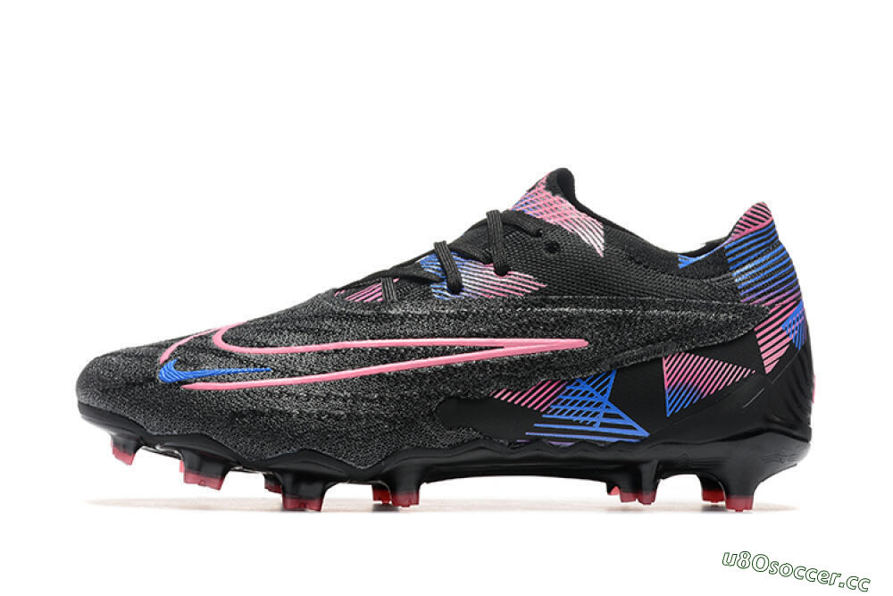 Men's Nike Phantom GX Elite FG Firm Ground Low-Tops Football Boots - Black/Pink/Blue 0