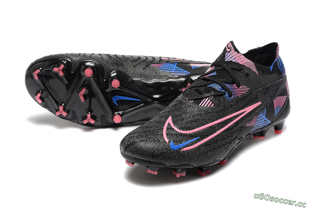 Men's Nike Phantom GX Elite FG Firm Ground Low-Tops Football Boots - Black/Pink/Blue 3