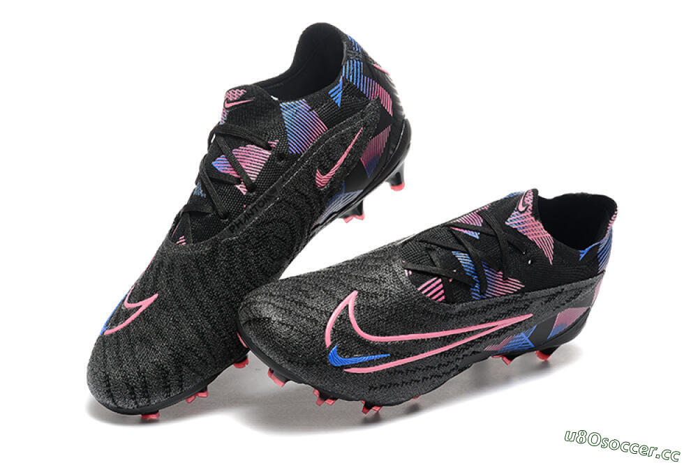 Men's Nike Phantom GX Elite FG Firm Ground Low-Tops Football Boots - Black/Pink/Blue 6