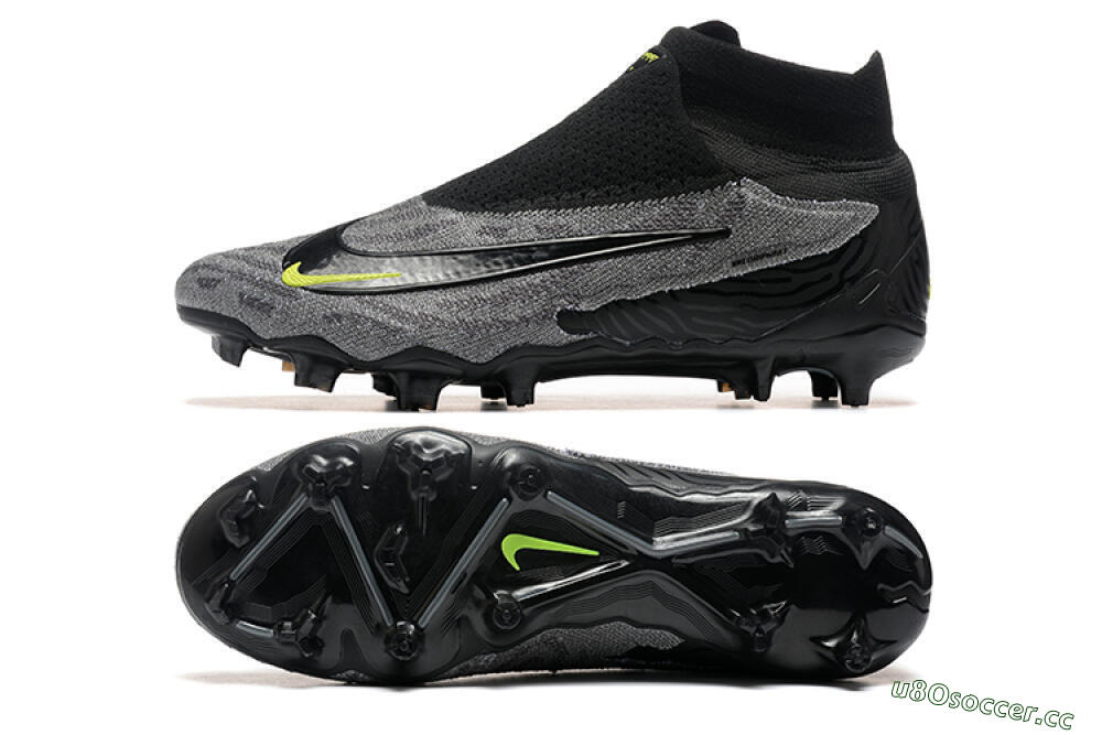 Men's Nike Phantom GX Elite FG Firm Ground High-Tops Football Boots - Black/Grey/Yellow 1
