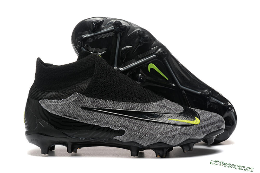 Men's Nike Phantom GX Elite FG Firm Ground High-Tops Football Boots - Black/Grey/Yellow 2