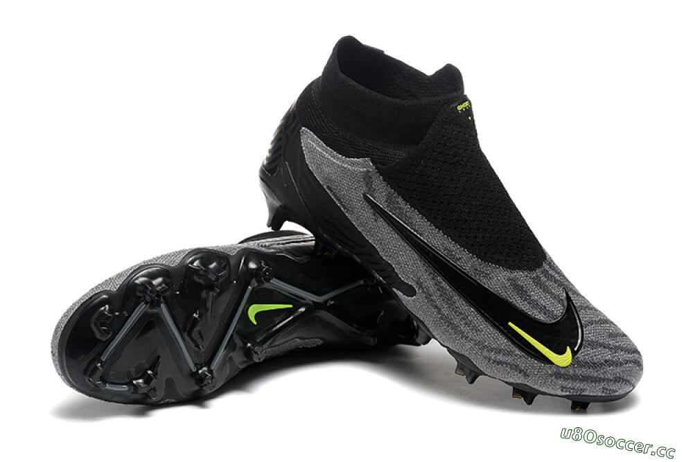 Men's Nike Phantom GX Elite FG Firm Ground High-Tops Football Boots - Black/Grey/Yellow 4