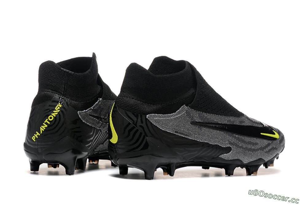 Men's Nike Phantom GX Elite FG Firm Ground High-Tops Football Boots - Black/Grey/Yellow 9