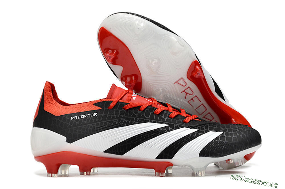 Men's Adidas Predator Accuracy+ FG Firm Ground Low-Tops Football Boots - Black/White/Red 2