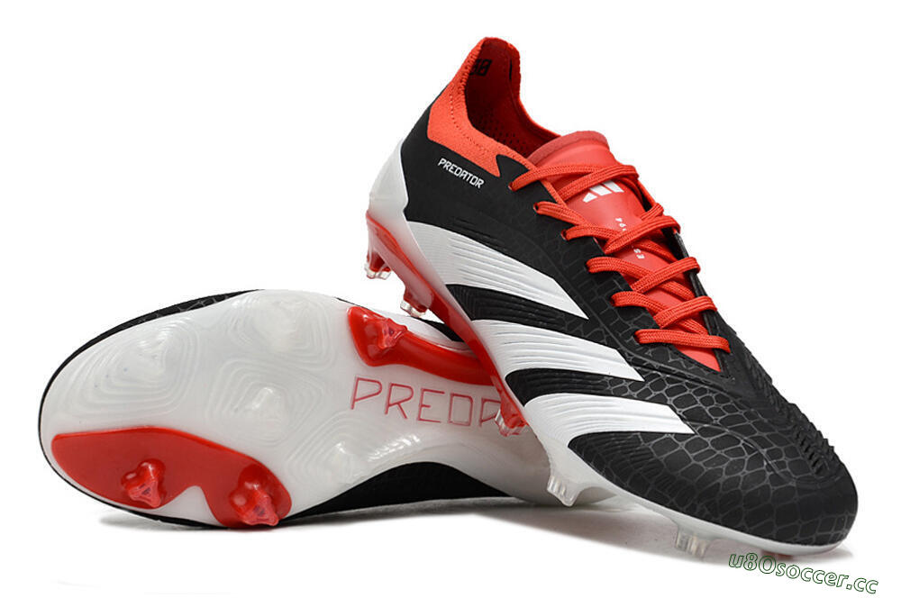 Men's Adidas Predator Accuracy+ FG Firm Ground Low-Tops Football Boots - Black/White/Red 3