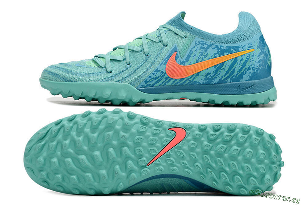 Men's Nike Phantom Luna Elite TF Artificial Turf Low-Tops Football Shoes - Jade/Orange/Yellow 1