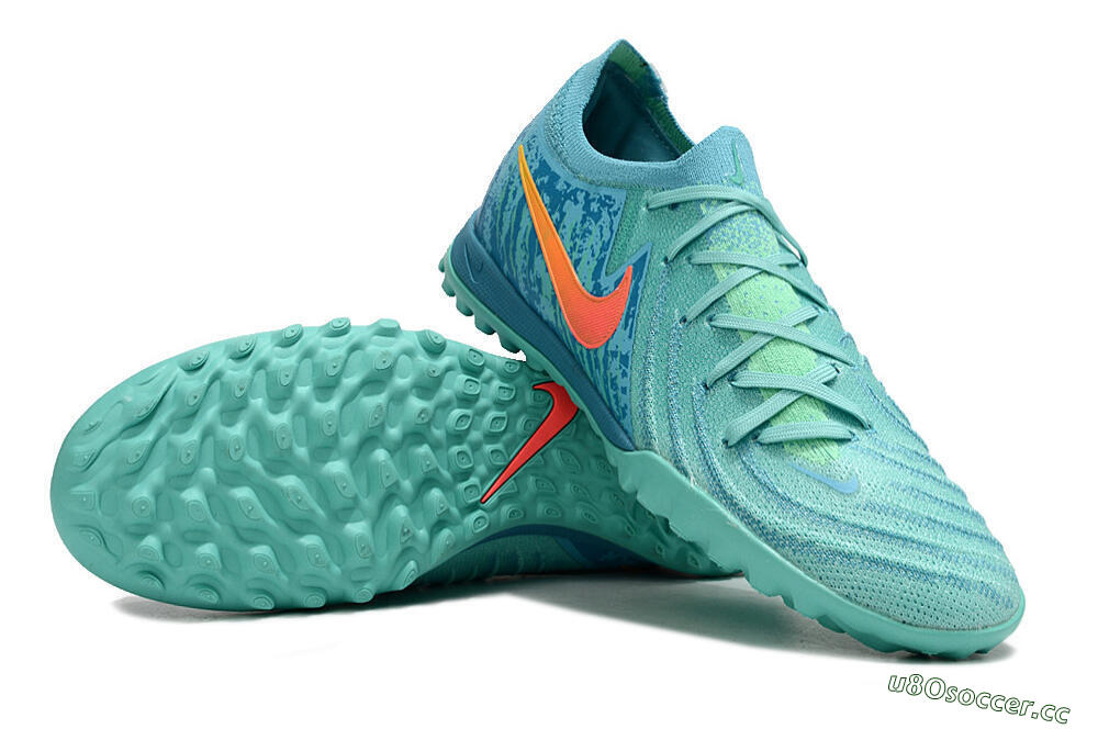 Men's Nike Phantom Luna Elite TF Artificial Turf Low-Tops Football Shoes - Jade/Orange/Yellow 3
