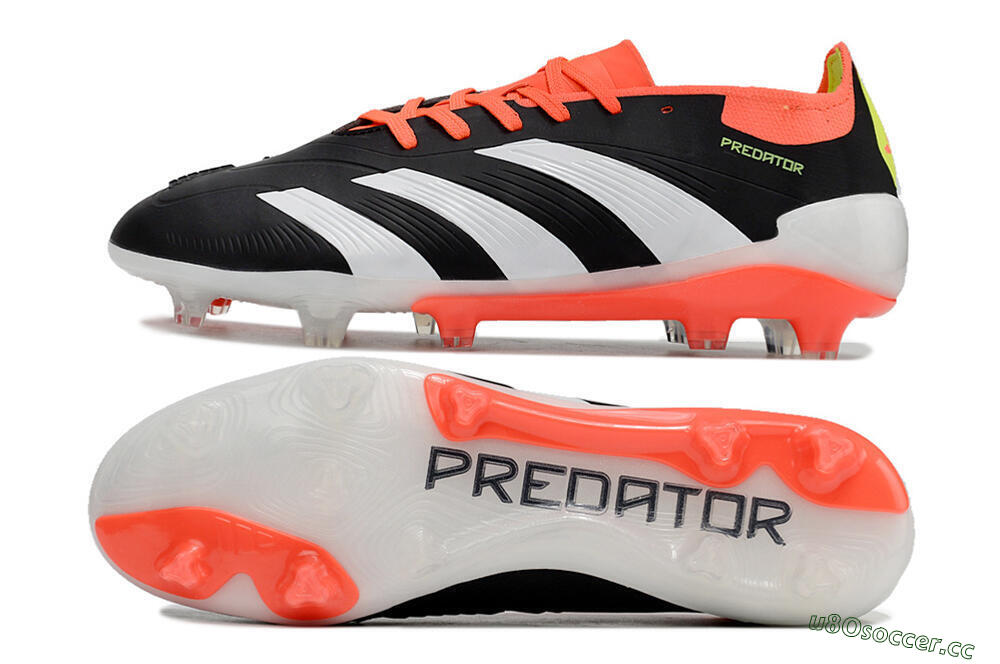 Men's Adidas Predator Elite FG Firm Ground Low-Tops Football Boots - Black/White/Pink 1