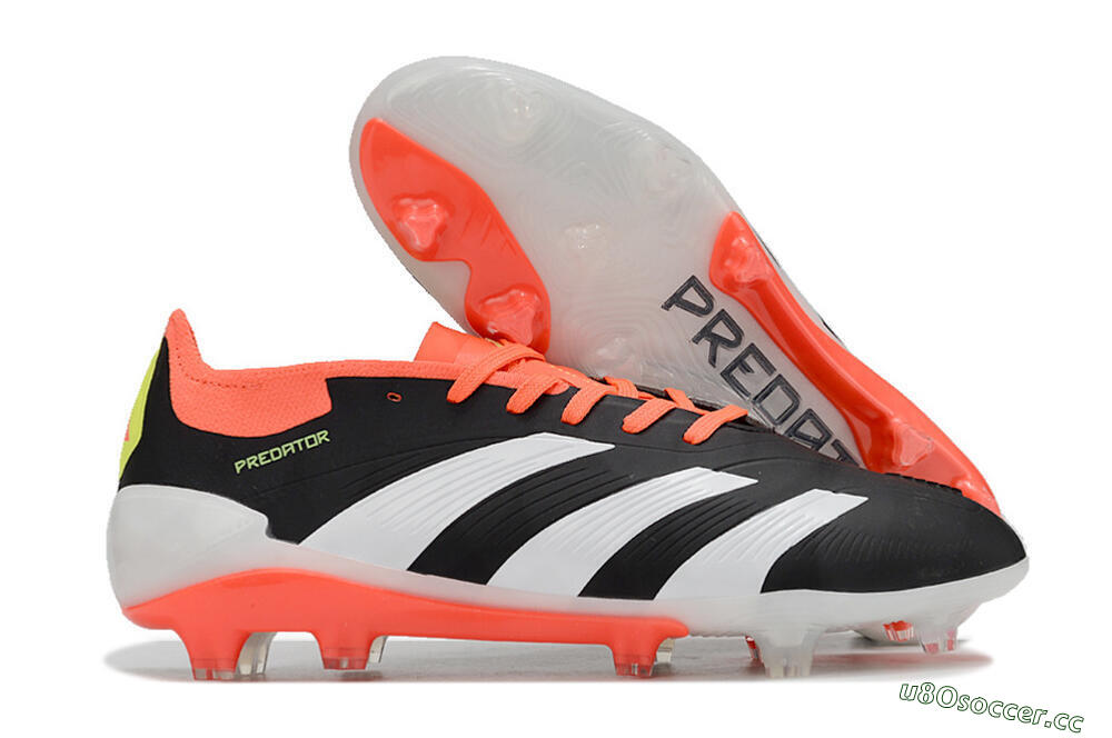 Men's Adidas Predator Elite FG Firm Ground Low-Tops Football Boots - Black/White/Pink 2