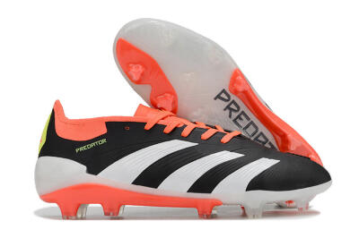 Men's Adidas Predator Elite FG Firm Ground Low-Tops Football Boots - Black/White/Pink