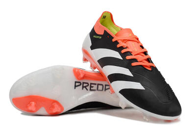 Men's Adidas Predator Elite FG Firm Ground Low-Tops Football Boots - Black/White/Pink