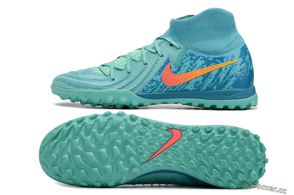 Men's Nike Phantom Luna Elite TF Artificial Turf High-Tops Football Shoes - Jade/Orange/Yellow 1