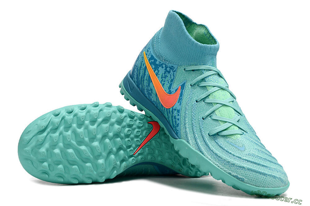 Men's Nike Phantom Luna Elite TF Artificial Turf High-Tops Football Shoes - Jade/Orange/Yellow 3