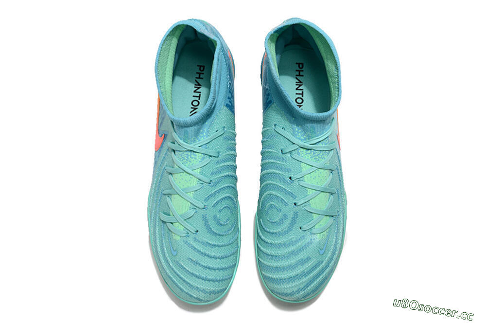 Men's Nike Phantom Luna Elite TF Artificial Turf High-Tops Football Shoes - Jade/Orange/Yellow 4