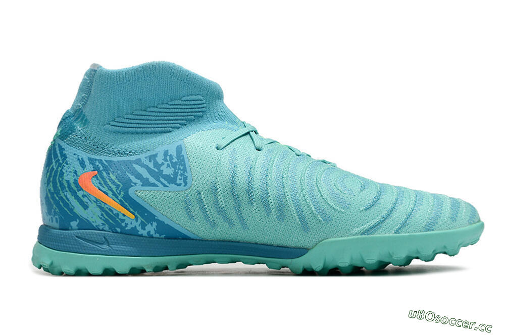 Men's Nike Phantom Luna Elite TF Artificial Turf High-Tops Football Shoes - Jade/Orange/Yellow 7