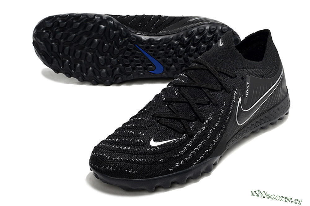Men's Nike Phantom GX 2 Elite TF Artificial Turf Low-Tops Football Shoes - Black/White/Blue 3