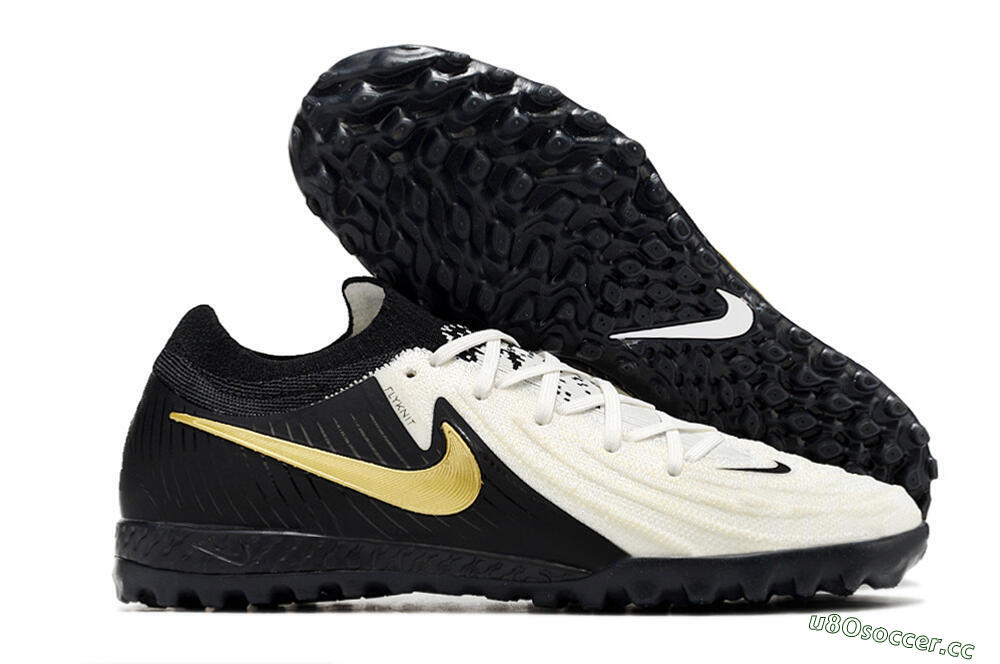 Men's Nike Phantom GX 2 Elite TF Artificial Turf Low-Tops Football Shoes - White/Black/Gold 2