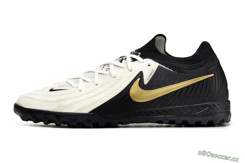 Men's Nike Phantom GX 2 Elite TF Artificial Turf Low-Tops Football Shoes - White/Black/Gold 0