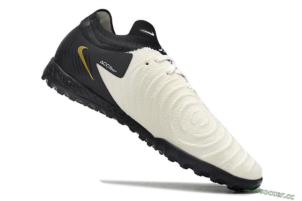 Men's Nike Phantom GX 2 Elite TF Artificial Turf Low-Tops Football Shoes - White/Black/Gold 4