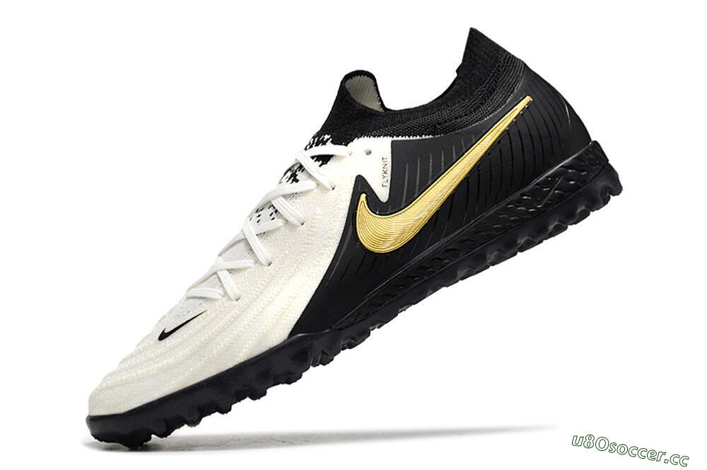 Men's Nike Phantom GX 2 Elite TF Artificial Turf Low-Tops Football Shoes - White/Black/Gold 5