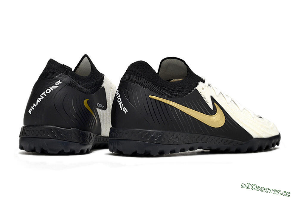 Men's Nike Phantom GX 2 Elite TF Artificial Turf Low-Tops Football Shoes - White/Black/Gold 6