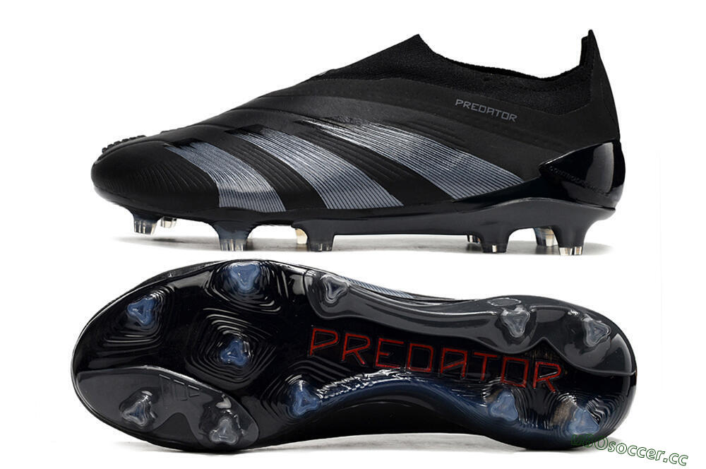 Men's Adidas Predator Elite Laceless FG Firm Ground Low-Tops Football Boots - Black/Jade/Red 1
