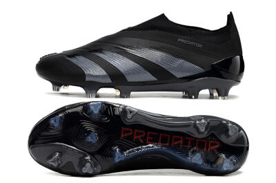 Men's Adidas Predator Elite Laceless FG Firm Ground Low-Tops Football Boots - Black/Jade/Red