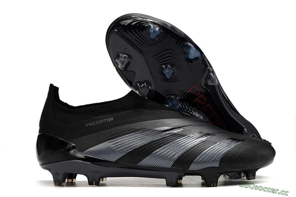 Men's Adidas Predator Elite Laceless FG Firm Ground Low-Tops Football Boots - Black/Jade/Red 2