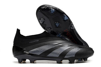 Men's Adidas Predator Elite Laceless FG Firm Ground Low-Tops Football Boots - Black/Jade/Red