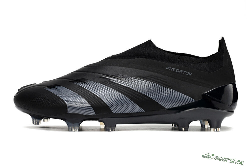 Men's Adidas Predator Elite Laceless FG Firm Ground Low-Tops Football Boots - Black/Jade/Red 0