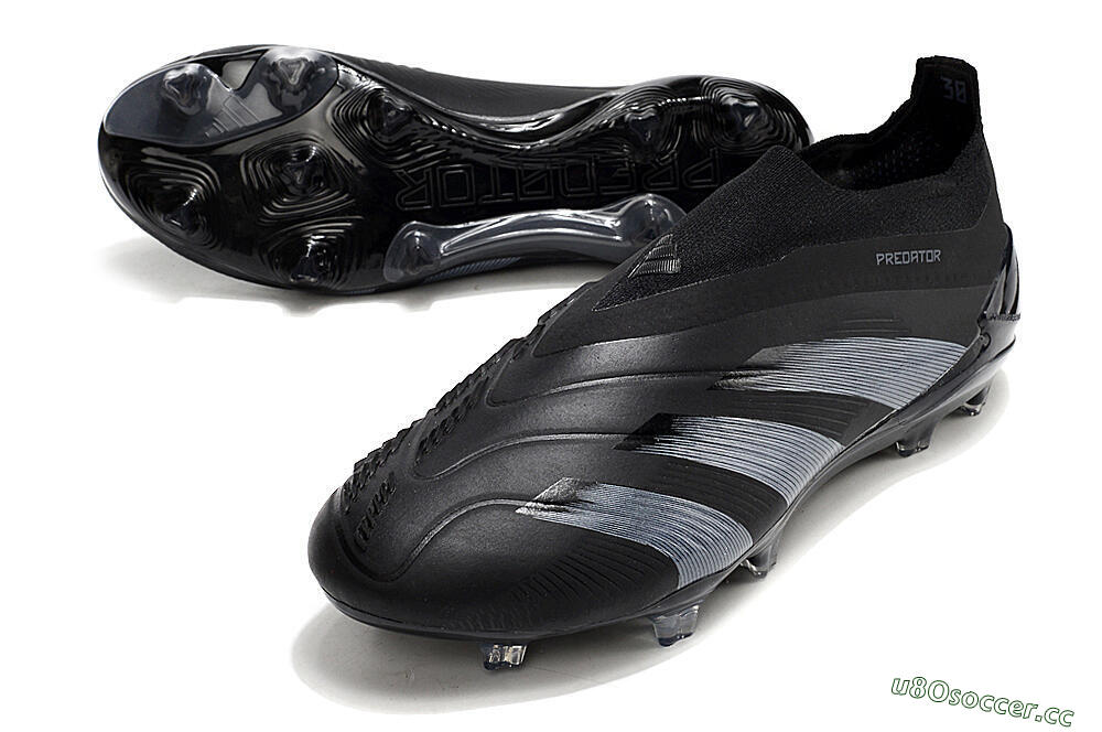 Men's Adidas Predator Elite Laceless FG Firm Ground Low-Tops Football Boots - Black/Jade/Red 3