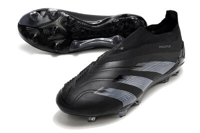 Men's Adidas Predator Elite Laceless FG Firm Ground Low-Tops Football Boots - Black/Jade/Red