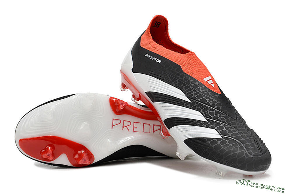 Men's Adidas Predator Elite Laceless FG Firm Ground Low-Tops Football Boots - Black/White/Red 3
