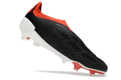 Men's Adidas Predator Elite Laceless FG Firm Ground Low-Tops Football Boots - Black/White/Red
