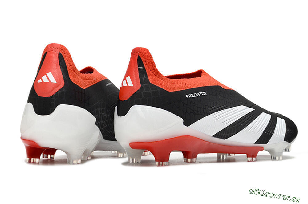 Men's Adidas Predator Elite Laceless FG Firm Ground Low-Tops Football Boots - Black/White/Red 6