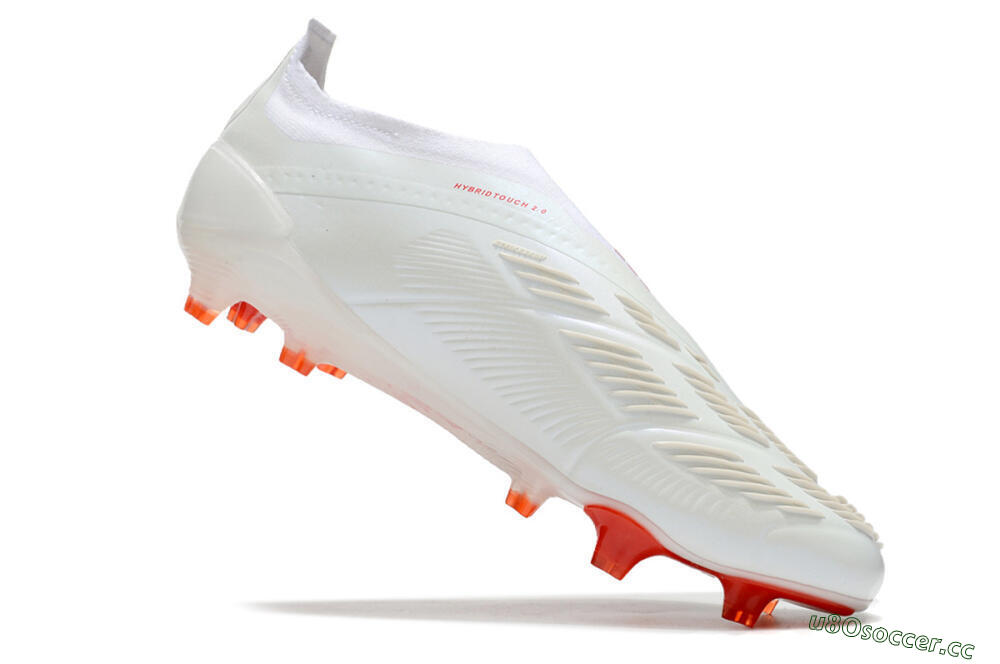 Men's Adidas Predator Elite Laceless FG Firm Ground Low-Tops Football Boots - White/Red 4