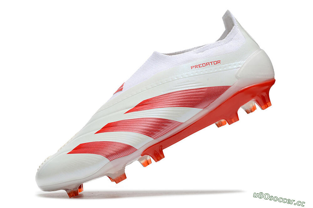 Men's Adidas Predator Elite Laceless FG Firm Ground Low-Tops Football Boots - White/Red 5